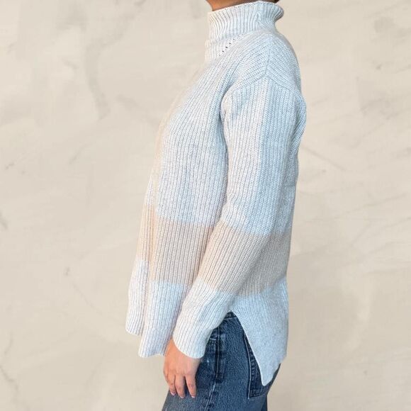 Tuckernuck cream Striped Turtleneck Knit Wool Blend Sz XS preppy chic - Picture 2 of 7